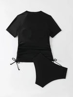 Short Sleeves Two Pieces Swimsuit Women Tankini 2026 Printed Swimwear Female Beach Wear Bathers Bathing Swimming Swim Suit
