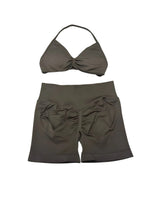 2 Piece DFTLF Impact Gym Set Women Sports Bra Shorts Sets Open Back Scrunch Butt Seamless Workout Jogging Sports Training Set