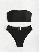 ZTVitality Solid Bikini Sexy Bikinis 2024 New Arrival Padded Bra Strapless High Waist Swimsuit Women Swimwear Summer Biquini