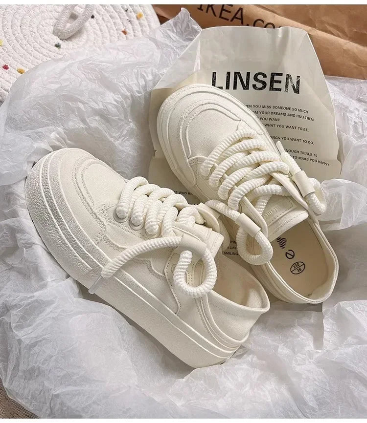 Women's Shoes WhiteNew Canvas Shoes Breathable Comfortable Platform Outdoor Casual Sports Shoes Zapatillas De Mujer