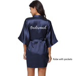 New Bathrobe Bride Satin-Silk Robe Women Bridal Party Sister Team Mother Shower Gift Bridesmaid Wedding Short Robes YE7883