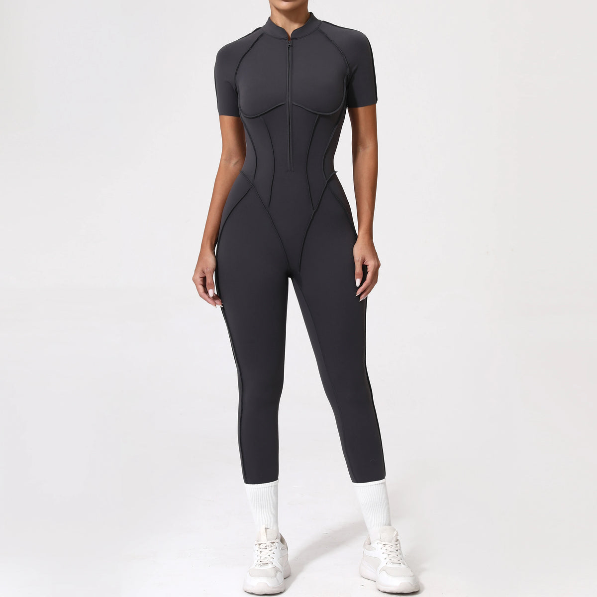 With Zipper Hollow Back Yoga Jumpsuit Sportswear Women Gym Clothes Running Fitness Yoga Backless Bodysuit