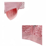 Women Scalloped Lace V Neck Padded Bra Fixed Non Adjustable Double Thin Strap Triangle Hollow Bralette One Size Underwear