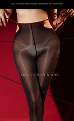 Lace-Up Pantyhose Sexy Silky Aurora Purple Black Sheer Shiny With High Waist Design Ultra Thin Silky Pantyhose For Women 9HU9