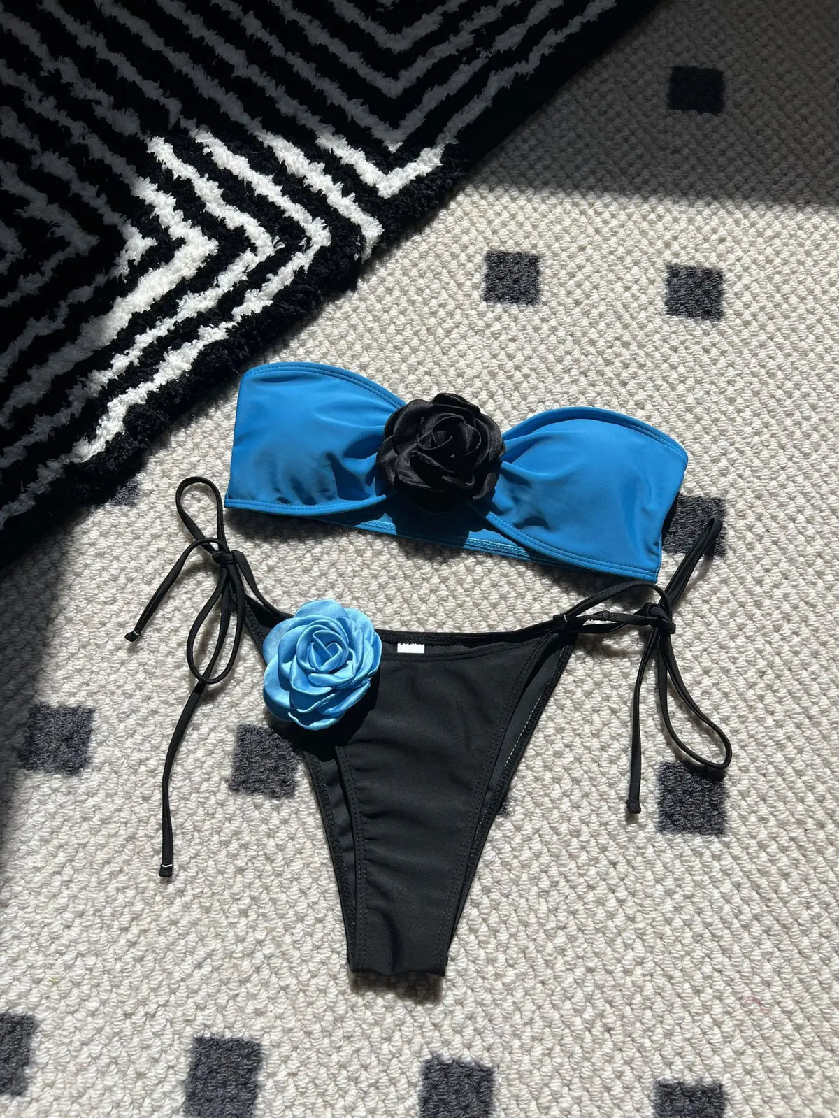 DEKA Brazilian Sexy 3D Flower Two Pieces Bikini Set Bandeau Swimsuit Women Swimwear Female Separate Biquini Beach Bathing Suit