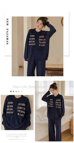 Autumn Winter Thick Zipper Cardigan Casual Wearable Outside Ladies Homewear Sleepwear Women Half Velvet Two Piece Pajama Set
