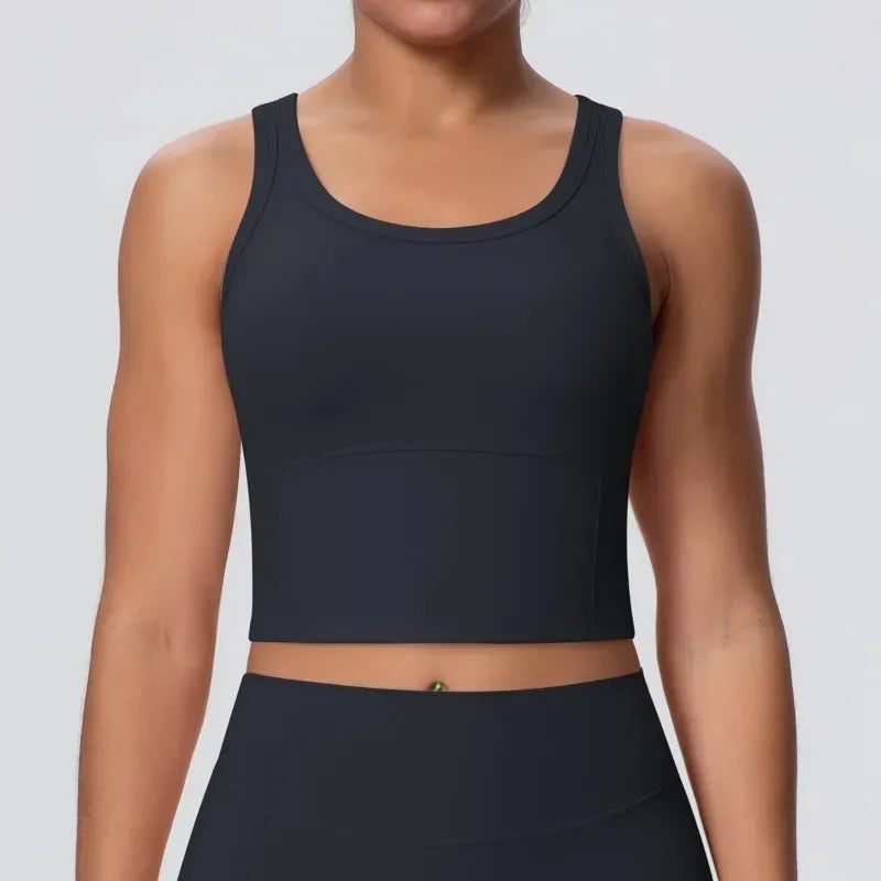 Women's Yoga Vest Shockproof Fixed Cup Beauty Back Yoga Top Outdoor Sports Running Fitness Vest