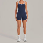Women's Seamless Yoga Jumpsuits Fitness Sports Gym Hip-lifting Sleeveless One-piece Backless Workout Training Shorts Jumpsuit