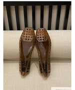 New 2025 Women Fashion Jelly Shoes Summer Cut-out Flat Sandals, Soft PVC Casual Square Toe Girls Daily Walking Sandalias