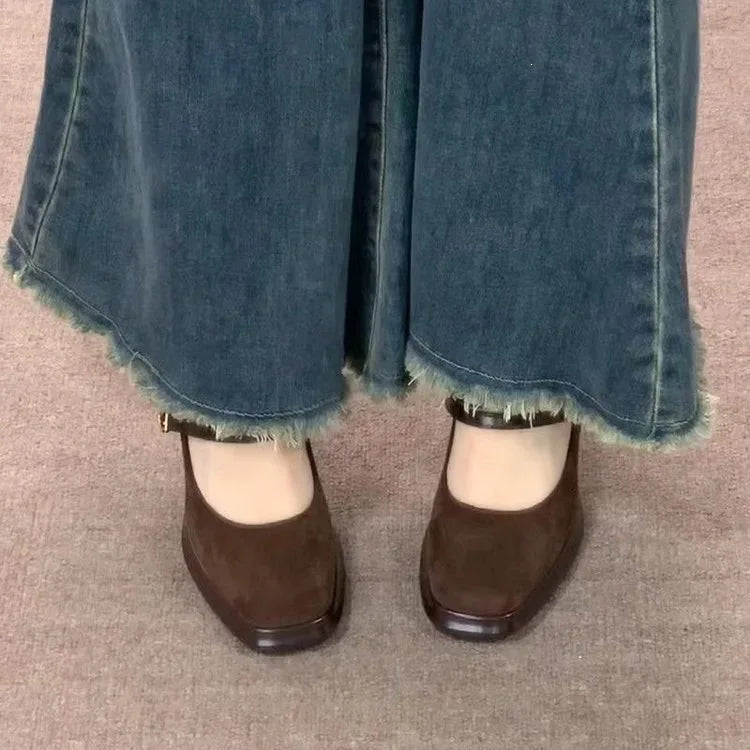 Vintage Thick High Women Mary Jane Shoes Banquet Party Buckle Strap Pumps NewWomen's Elegant Dress Shoes