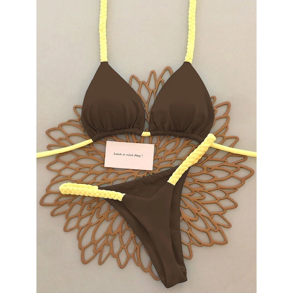 New Micro Bikinis Push Up Women Swimsuits Sexy Swimwear Brazilian Bikini Set Thong Biquini Solid Swimsuit Summer Beachwear