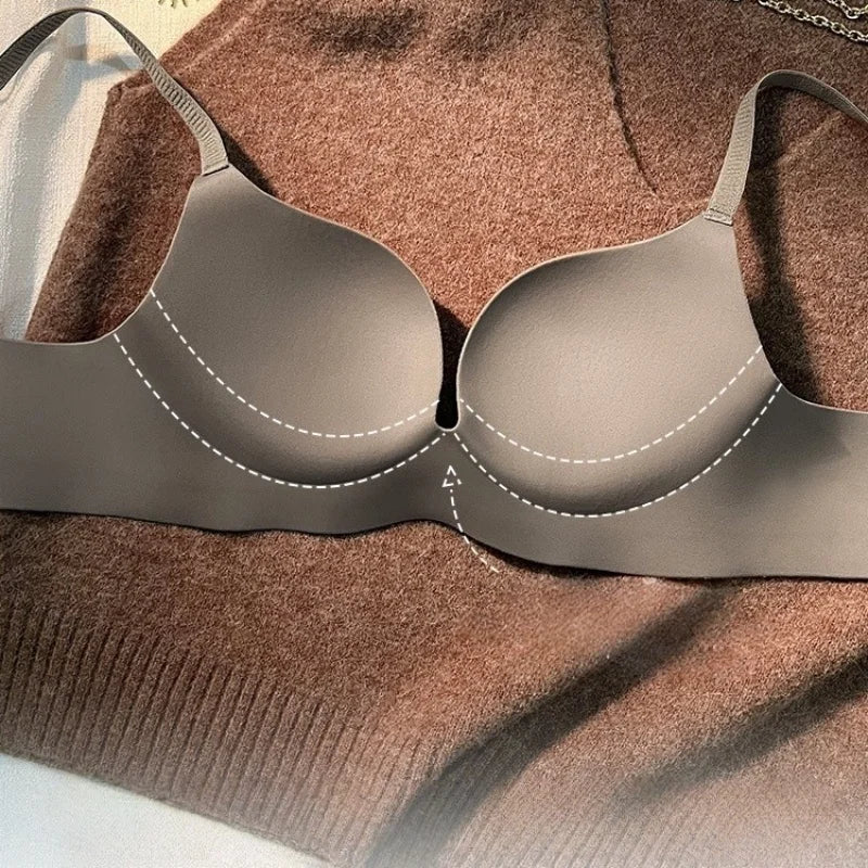 Small Chest Push-Up Bras Women Seamless Underwear Gathered Non-wire Sexy Lingerie Comfort 3/4 Cup Bra Solid Color Brassiere