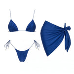 Bnadeau 3Pcs Sexy Bikini With Cover Up Women Swimsuit Swimwear Female Solid Swim Suit Brazilian Biquini Beachwear Bathingsuit