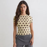 2026 Summer Women's Tops Round Neck Short Sexy Polka Dot T-Shirt Tops