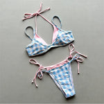 Red Plaid Print Patchwork Swimwear Sexy String Micro Thong Bikinis Sets Swimsuit Woman 2026 Bathing Suit Brazilian Bikini Mujer