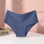 Seamless Women Briefs S-XXL Wave Edge V-shaped Underwear Panties Ice Silk Underwear For Women Low Waist Briefs One Piece Panty