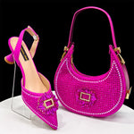 doershow Italian Shoes And Bag Sets For Evening Party With Stones Italian Leather Handbags Match Bags!HFG1-21