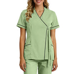 Top For Women Soft V Neck Open Front Scrub Tops Stretchy Short Sleeve Side Tie Shirts ropa de mujer