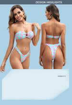 2024 Sexy Push Up Women Swimsuits Micro Bikini Female Swimwear Brazilian Bikini Set Thong Biquini Swim Suits Print Beachwear