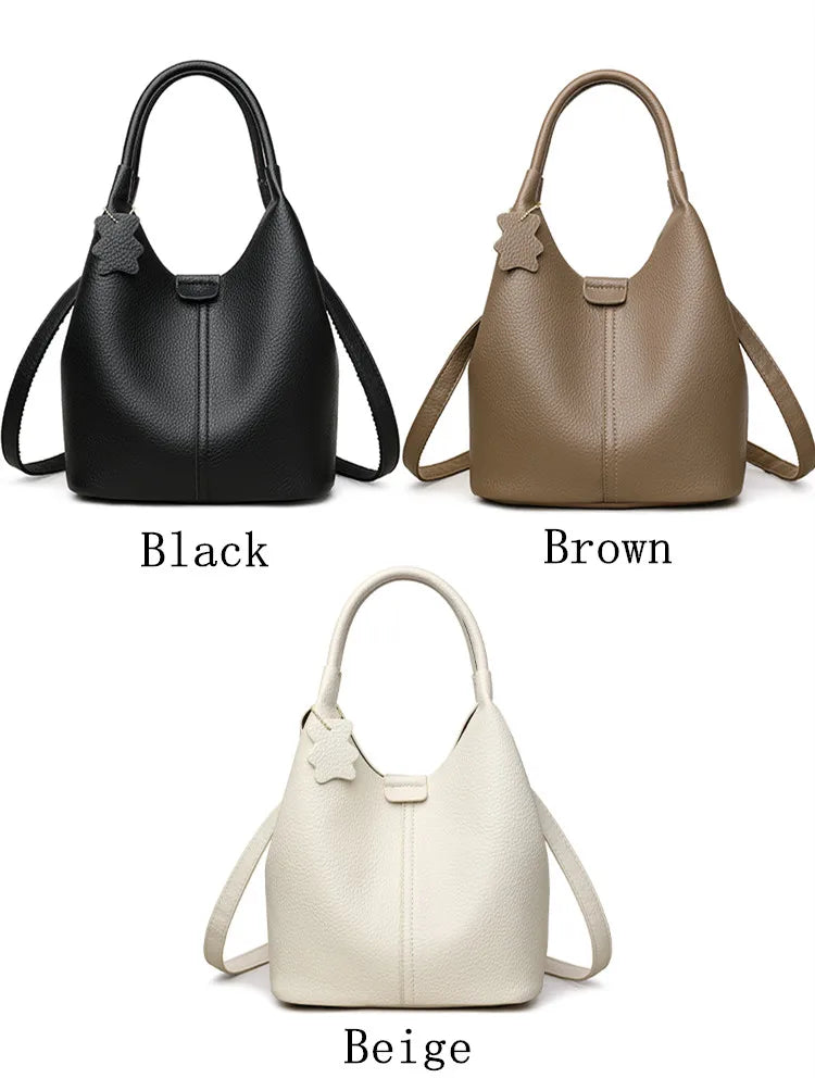 New Trendy Casual Soft PU Women's Handbags Solid Color Large Capacity Female Shoulder Bags Retro Tote Bags For Commute Shopping