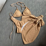 DEKA Triang Bikini Set High Waist Swimwear Women Halter Female Solid Bandage Swimsuit Bather Bathing Suit Swim Beachwear Biquini