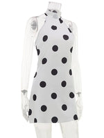 Ahagaga Sexy Slim Mini Dresses Women Polka Dot Print Halter Neck Sleeveless Backless A-Line Casual Vacation Zipper Vestidos