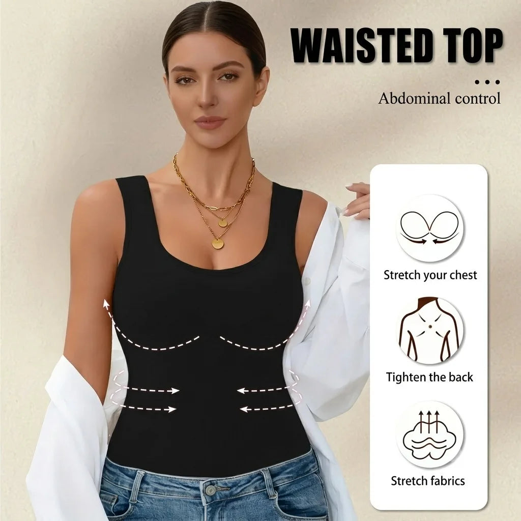 Seamless Women Shapewear Tank Top,U‑Back Design Tummy Control Body Shaper Slimming Camisole For Everyday Comfort