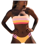 Bikini Swimwear Push-Up Bikinis Sets Colored Stripes Women Bra Padded Beachwear Bathing Suit New 2 Piece Swimsuit 2025 Biquini