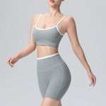 2pcs Women's Quick-drying Sportswear High-Stretch Padded Yoga Bra Butt-Lifting Sport Shorts Breathable Comfortable Yogasuit