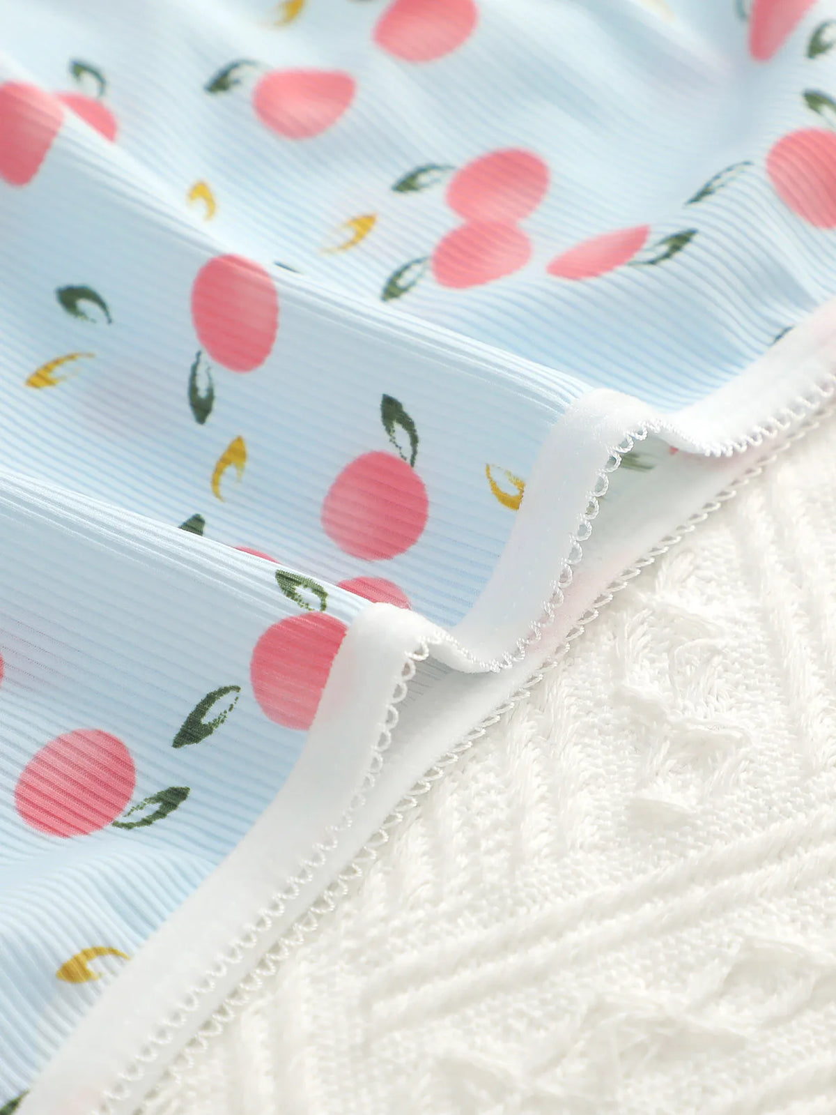 3Pcs Women Ribbed Briefs Cute Peach Plaid Print Panties Contrast White Trim Stretchy Soft Breathable Daily Underwear Set C898
