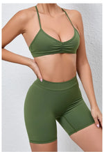 Women's 2-Piece Yoga Sets High Waist Seamless ShortsHip-Lifting & Backless Gym Leggings Quick Dry Workout Fitness Suits