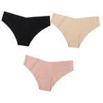 3Pcs/Set Women Seamless Low Rise Bikini Panties Ice Silk Fabric Briefs No Show Underpants Invisible Panties Sexy Lingerie XS-XL