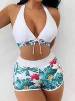 2026 Halter Bikini Set Short Swimsuit Women High Waist Swimwear Female Printed Bathers Swimming Bathing Swim Suit Beachwear