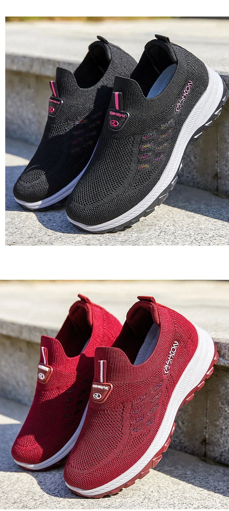 Women Vulcanized ShoesHigh Quality Breathable Mesh Women Sneakers Soft Slip On Flats Shoes Women Loafers Walking Flat