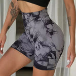 Tie Dye High Waisted Butt Lifting Yoga Shorts for Women, Breathable Sport Shorts with Four-Way Stretch - Gym, Running, Workout