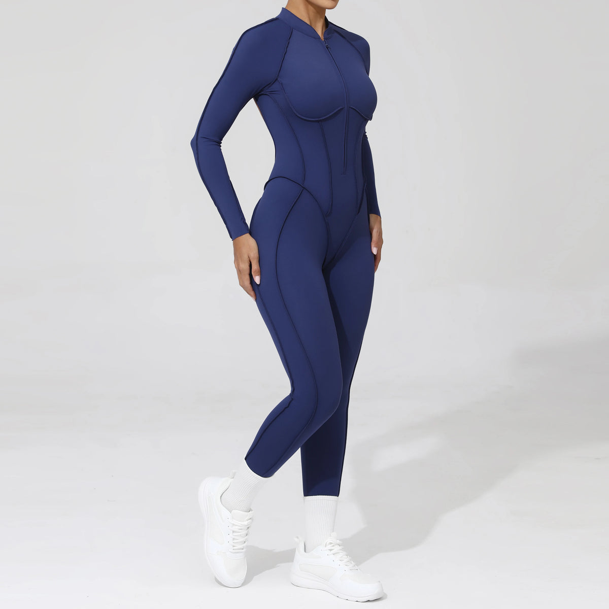 Padded Women Long Sleeve Sport Yoga Jumpsuit Workout Clothes for Women Sportwear Backless Zipper Fitness Gym Outfit