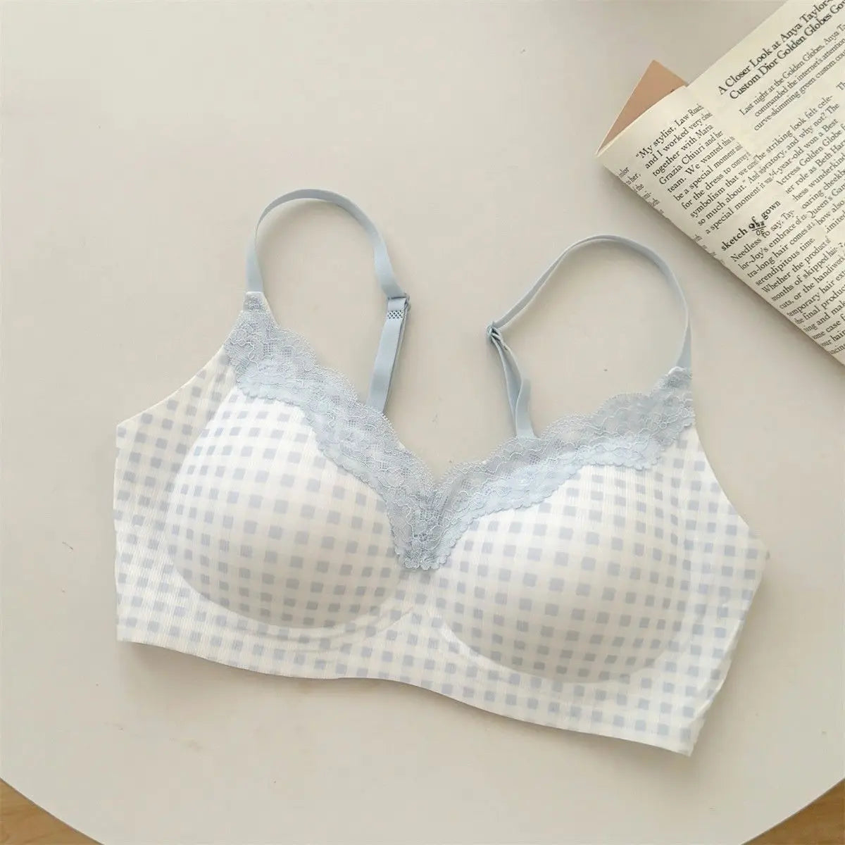 Elegant Summer Seamless Bra Small Breasts, Cooling Wireless Bralette Anti-Sagging, Breathable Comfort & Support Fixed Cup MOYISU