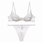 MOYISU Parisian Sheer Bralette Set - Ultra-Thin Wire-Free Bra No Padding Anti-Sag Lace Cutout Lingerie Sexy Vacation-Ready Tushy