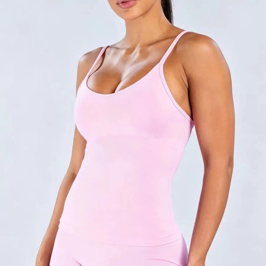 NCLAGEN Women's Pilates Tank Top Gym Clothes Yoga vest with built in bra Thin Strap Seamless Fitness Sportswear Workout Tops