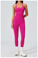 Summer Seamless Yoga Sets Women Outdoor Slimming Sports Tank Top High Waist Hip Lifting Leggings Gym Fitness Suits Tracksuit