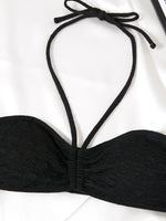 2025 Halter Bandeau Bikini Solid Swimwear Female Sexy Swimsuit Women Bathers Bathing Swimming Swim Suit Beachwear