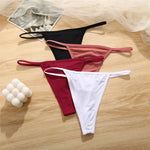 Women's Cotton Thong Sexy Thongs Women's Panties Set Solid Seamless Low Waist Underwear Female Underpants Intimates Lingerie