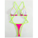Cikini Summer Beach Women's Contrast Trim Halterneck One-Piece Swimsuit Sexy Swimwear Bathing Suit