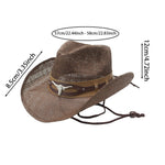 Womens Straw Cowboy Hat With Bull Head Wide Brim Breathable Western Hat With Chin Strap Sun Hat For Beach Outdoor Vacation 2026