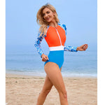 2026 Surfing Sport Swimsuit Long Sleeves Women One Piece SwimsuitSwimwear Solid Monokini Bathing Suit Tropical Bodysuit Female