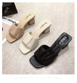 Fashion Strange Style Women Slippers Square Open Toe Slippers Slip on Slides Summers Beach Shoes Woman Heels Zapatillas Mujer