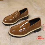 Patent Leather Thick Heels Loafers Women Spring New Mixed Color Med Heel Office Pumps Woman Plus Size 43 Slip On Single Shoes