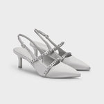 Elegant Pointed Toe Silver Nude Black Satin Slingback Pumps Sexy Thin Stiletto High Heel Wedding Bridal Date Party Summer Shoes
