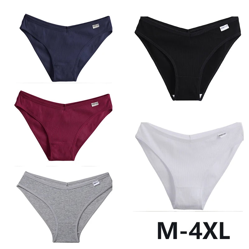 5Pcs Women Cotton Panties V-Belt Ladies Soft Female Sexy M-4XL Low-Rise Panties Bikini Underwear Comfortable Lingerie 2024