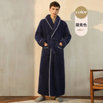 Thick Cozy Fleece Couple Bathrobe, Men Women Long Warm Loungewear, Autumn Winter Flannel Plus Size Robe Pajamas